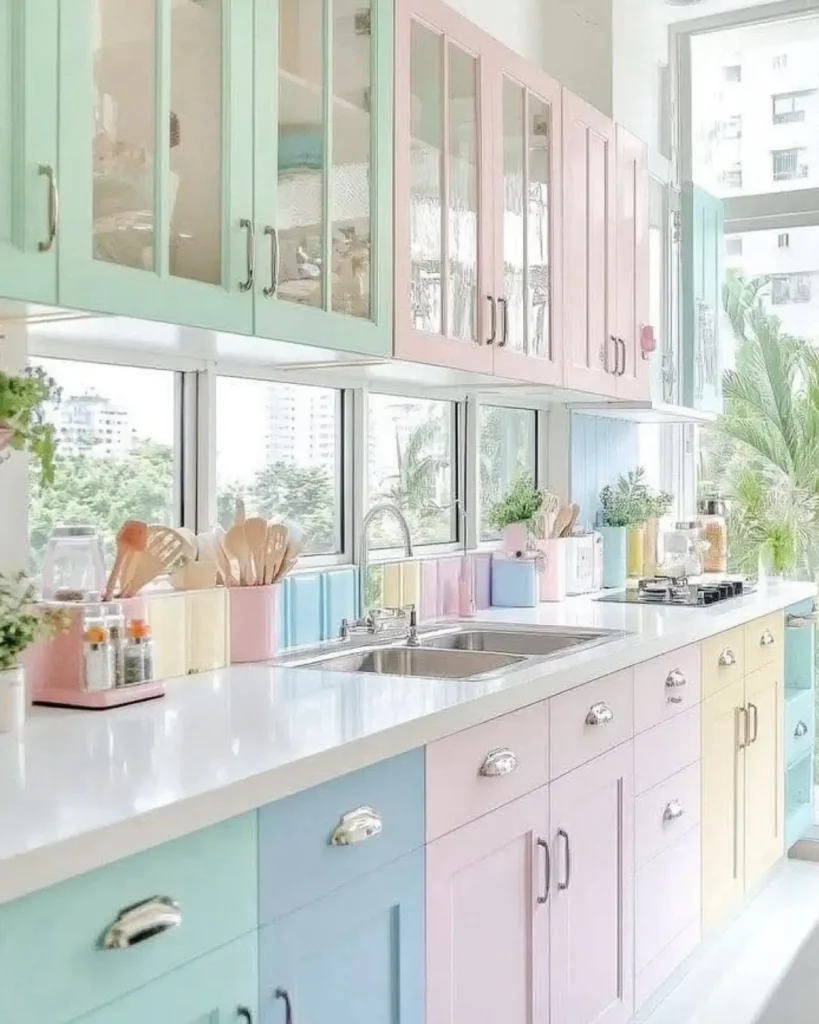Soft Pastel Cabinet Styling
