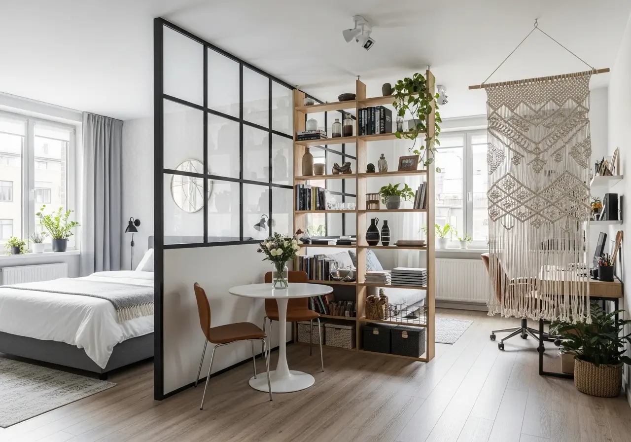 Studio Apartment Divider Ideas That Create Separate Zones