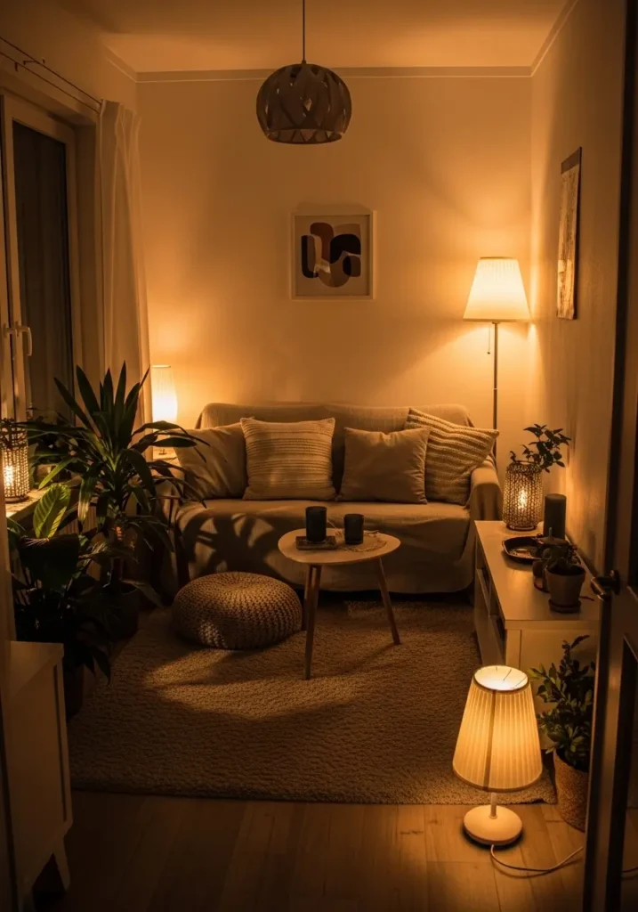 Calm Living Room With Soft Lighting