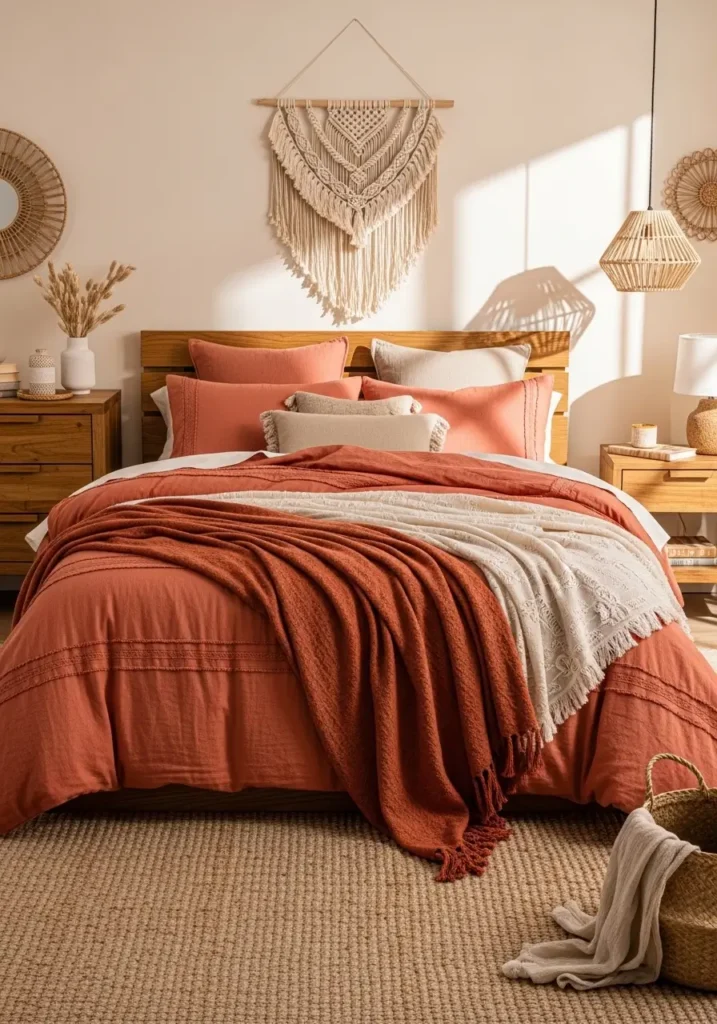 Coral and Soft Terracotta Warm Finish
