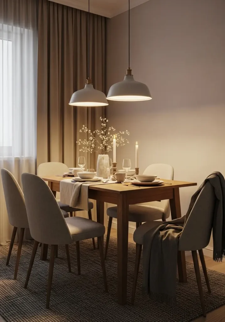 Cozy Dining Corner With Soft Lighting