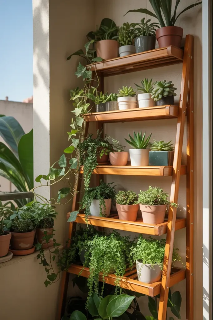 Ladder Shelf With Trailing Plants
