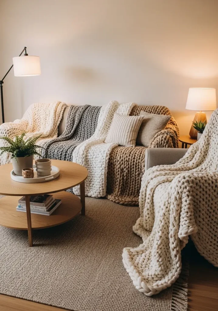 Layered Throw Blankets Everywhere