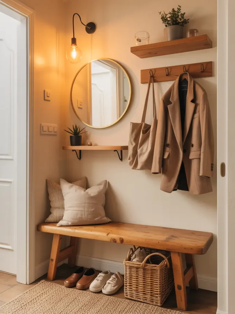 Tiny Entryway With Warm Details