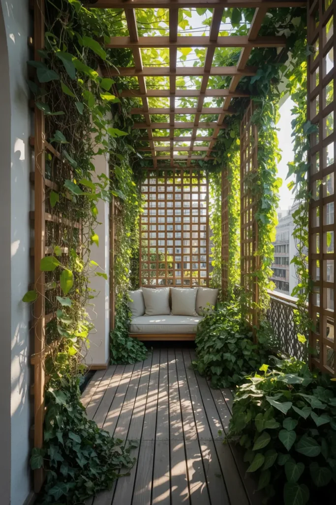 Trellis Wall With Climbing Plants