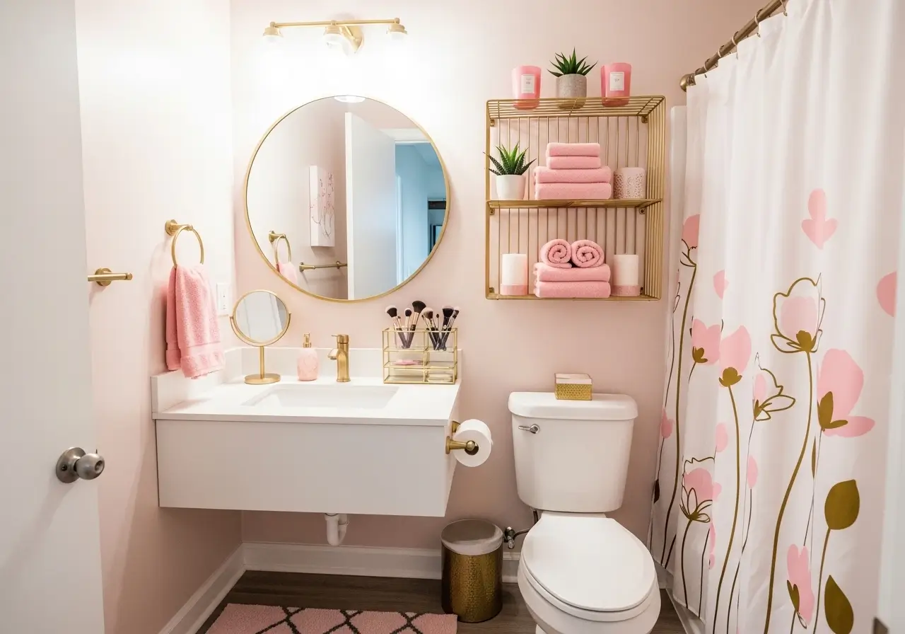 Trendy Girly Apartment Bathroom Decor Ideas for Small Space