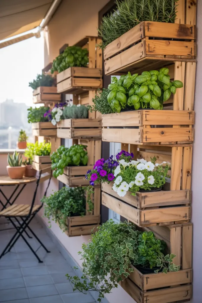 Vertical Wooden Crate Garden