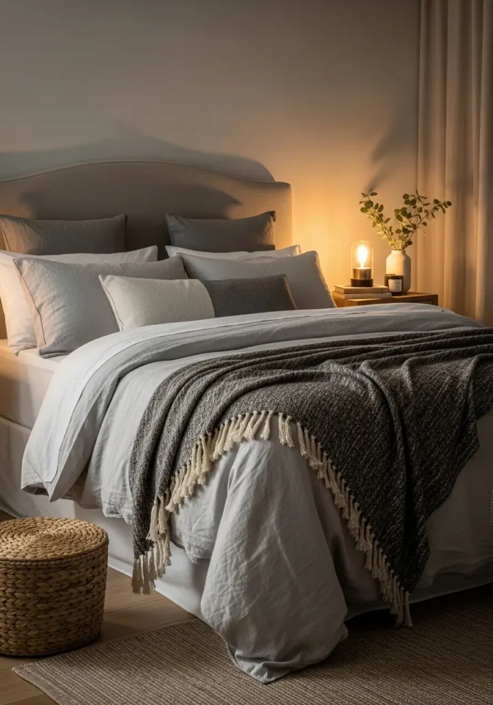 Warm Bedroom With Layered Textiles