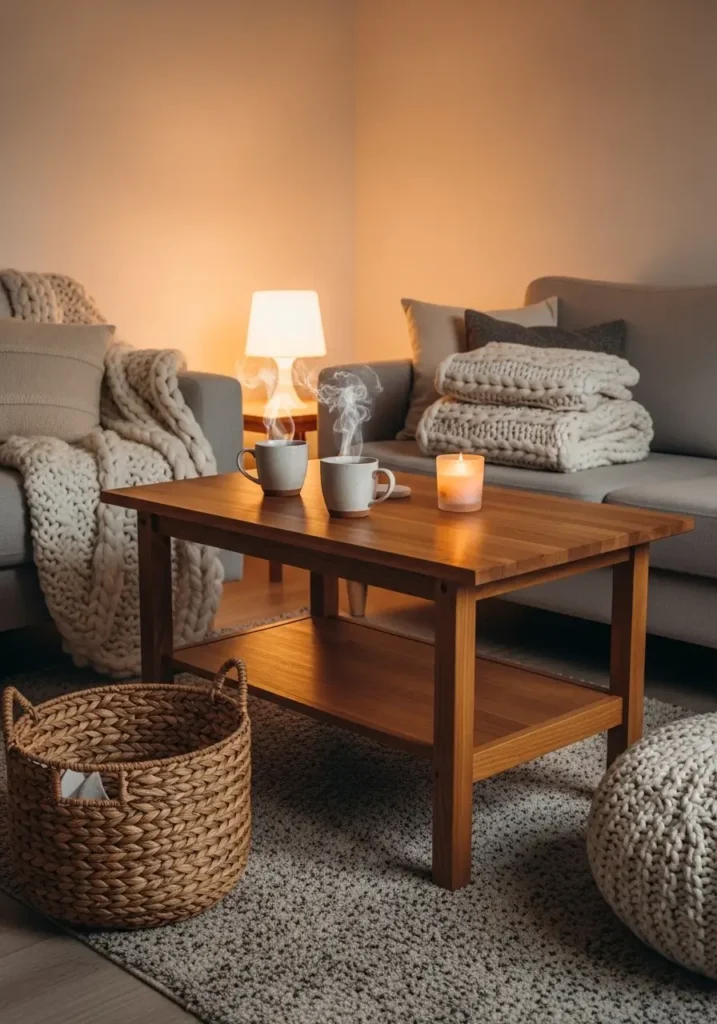 Warm Wood Coffee Table Corner