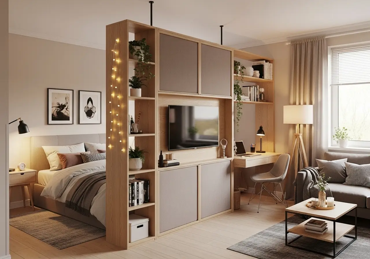 Cozy Studio Apartment Bedroom Divider Ideas for Couples
