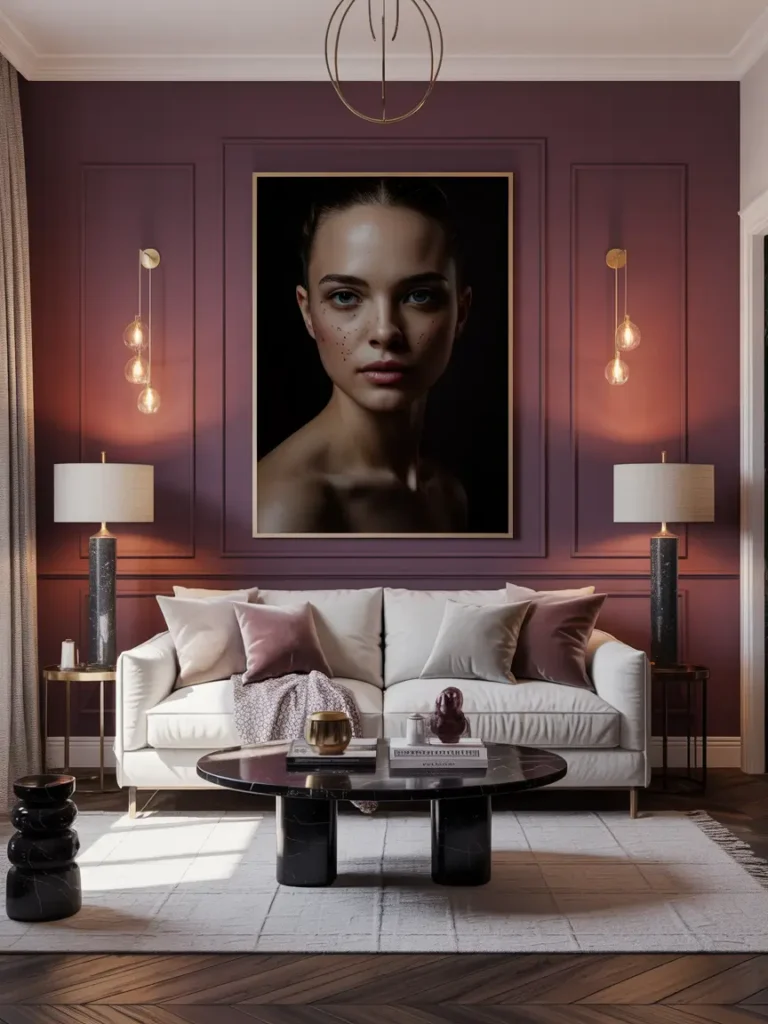 Deep Plum Artistic Feature Wall