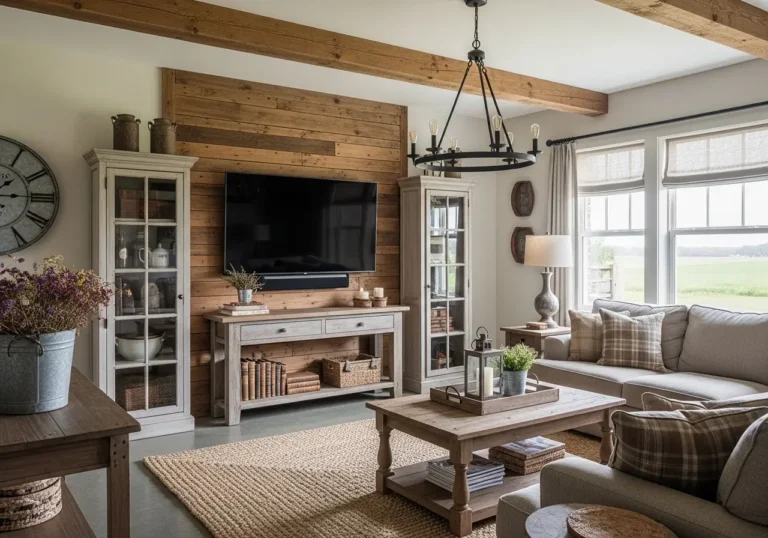 Farmhouse Living Room TV Ideas With Rustic Charm