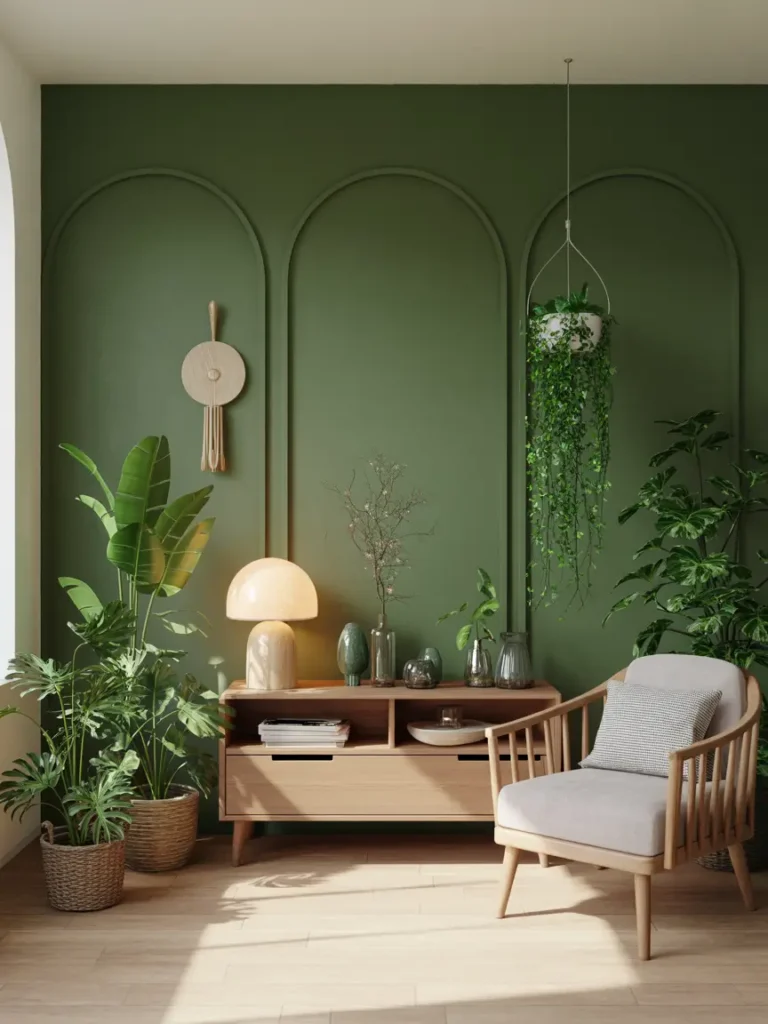 Forest Green Nature-Inspired Wall