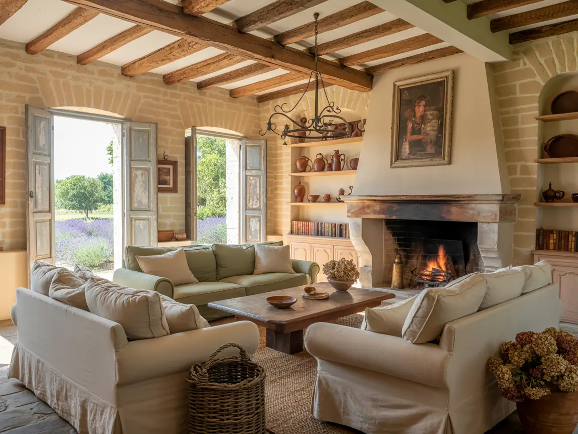 French Country Living Room Ideas With Warm Rustic Details