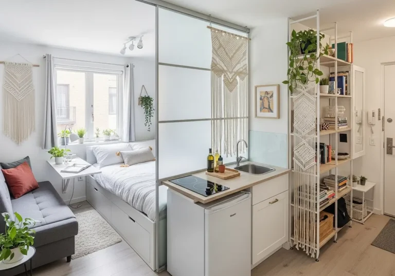 Micro Studio Apartment Ideas with Room Divider Concepts