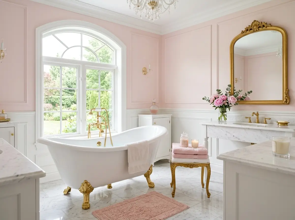 Pink Bathroom Decor Ideas With Blush and Gold