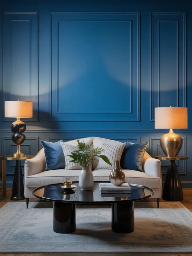 Sapphire Blue Elegant Accent Wall