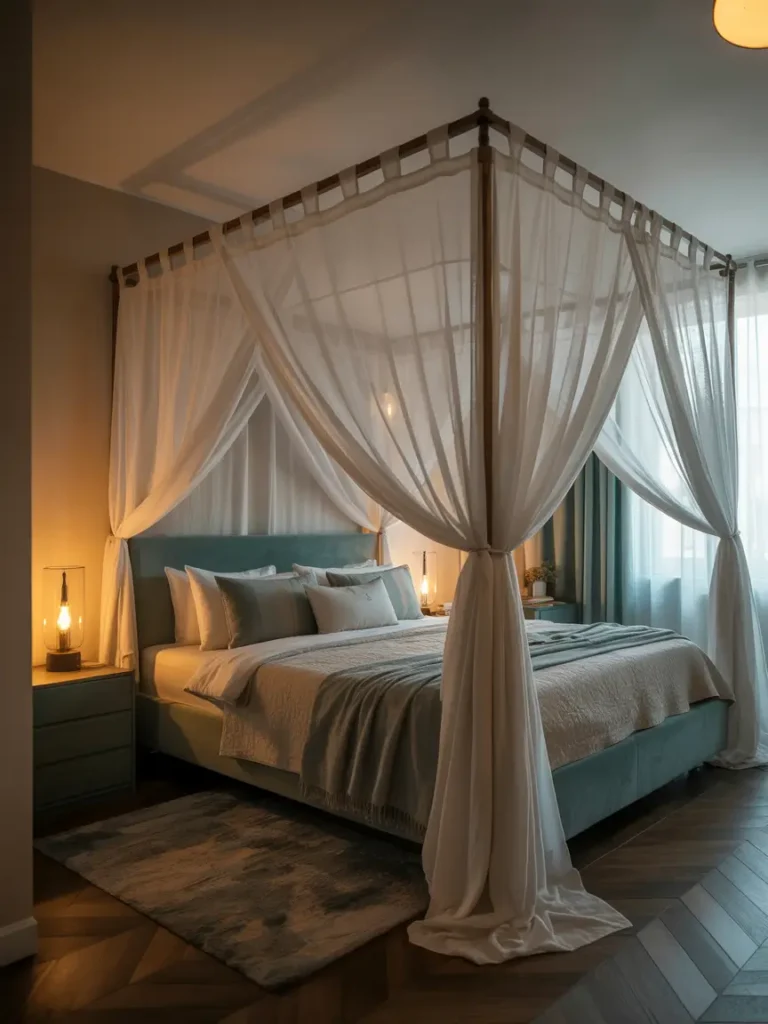 Teal Canopy Bed Charm