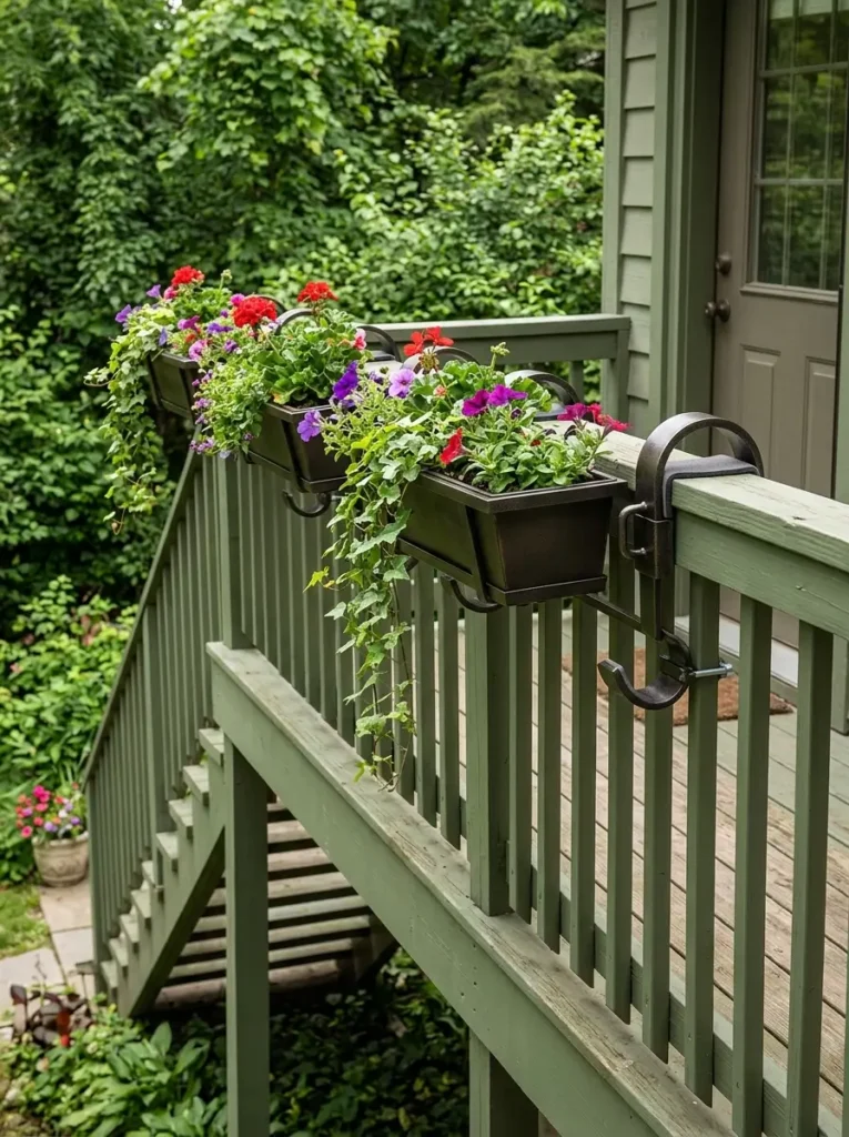Add Railing Planters With Protective Hooks