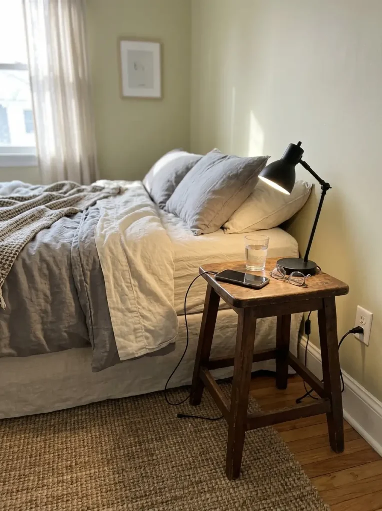 Add a Nightstand or Small Bedside Surface