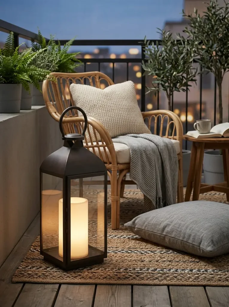 Add a Small Floor Lantern Beside the Chair