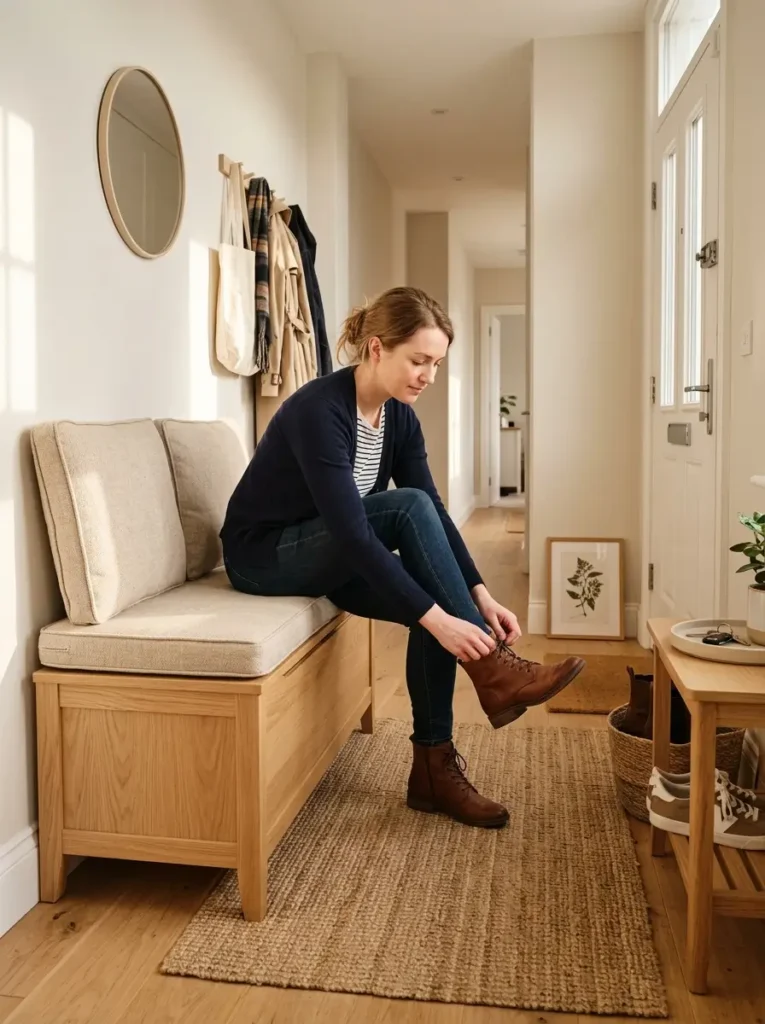 Add a bench with hidden shoe storage