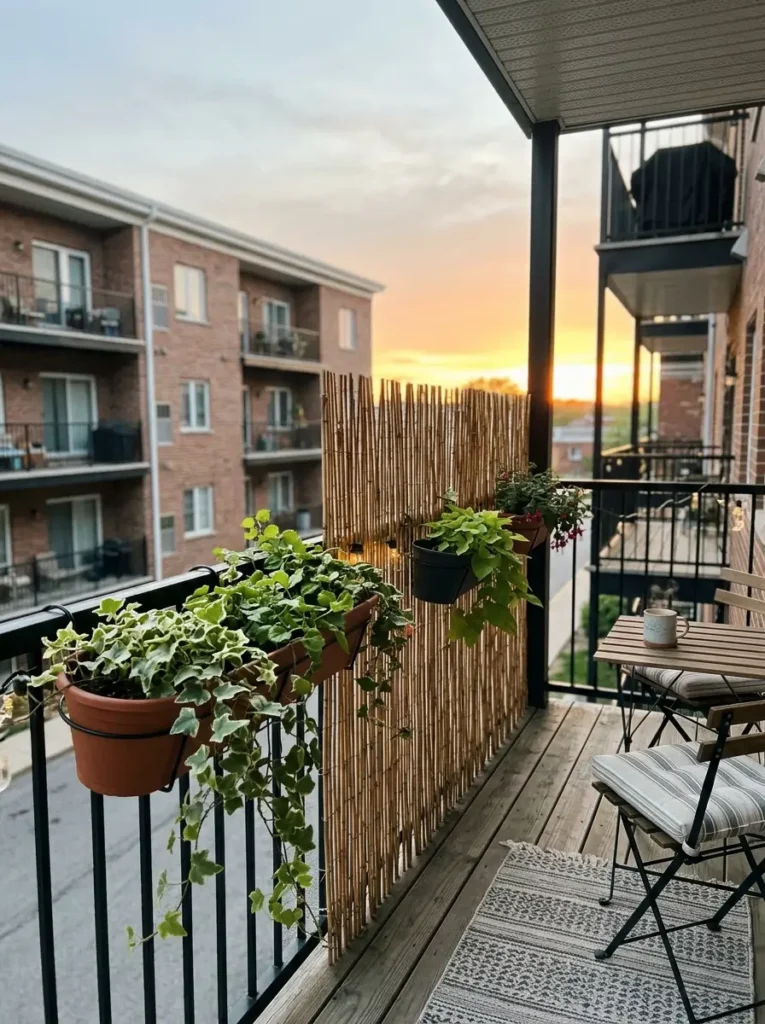 Add a small privacy screen with plants