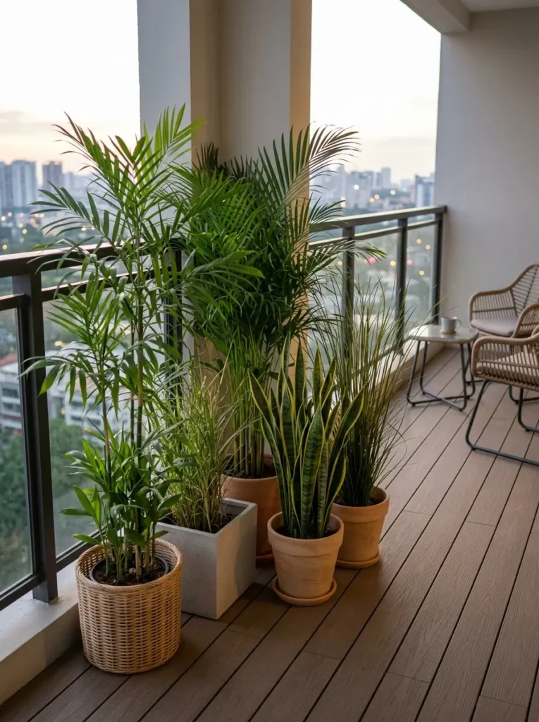 Add tall plants to frame the sunset view