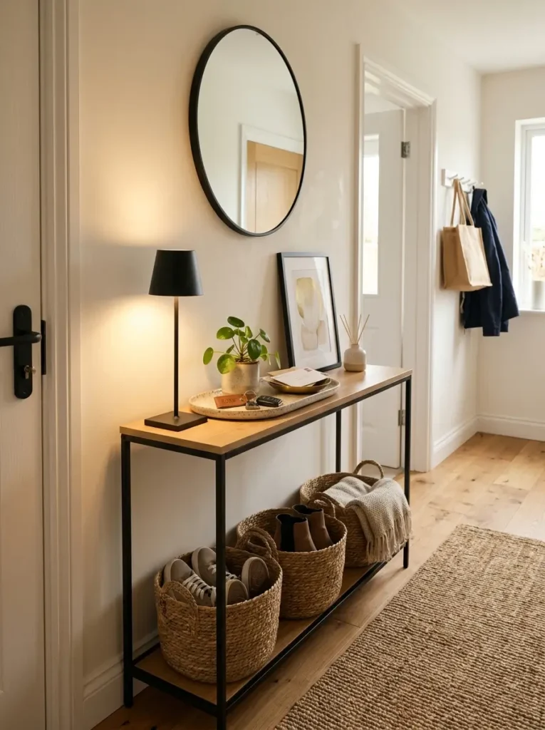 Add warm lighting near the entryway