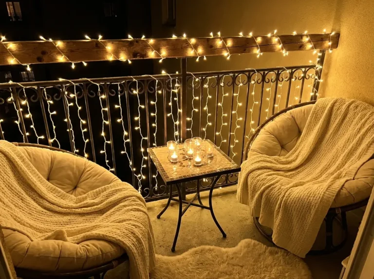 Apartment Balcony Night Lights Ideas for Romantic Evenings