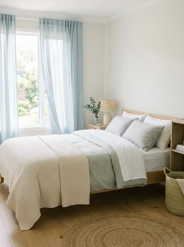 Choose light bedding for a cooler bedroom