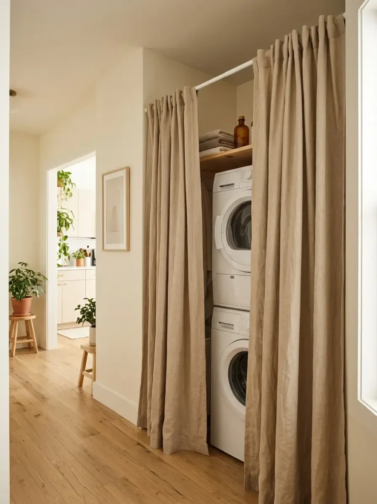 Create a Laundry Closet With Curtains