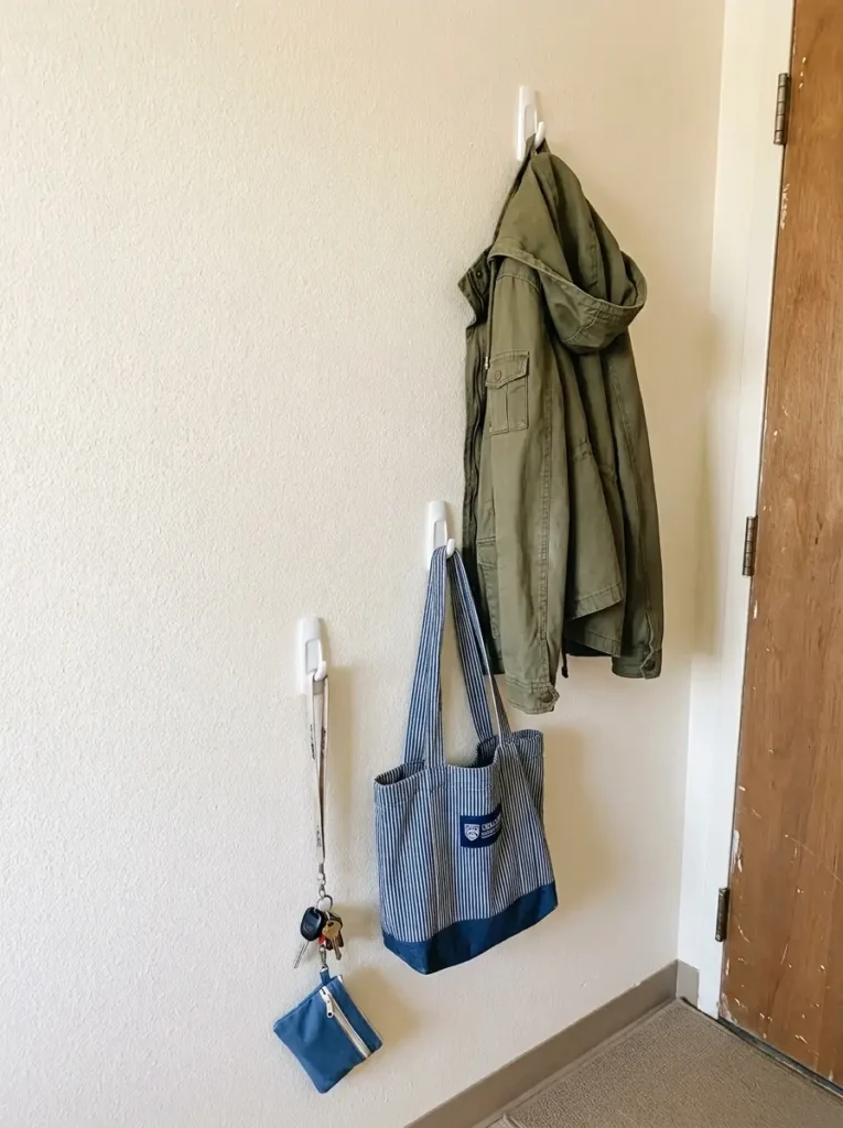 Install Removable Wall Hooks for Bags and Jackets