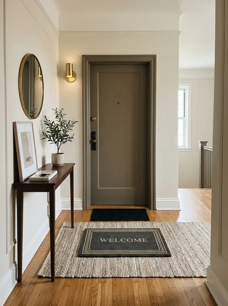 Layer a Small Rug Under the Doormat