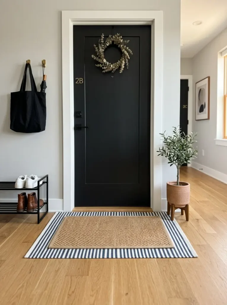 Layer a small outdoor rug under the doormat