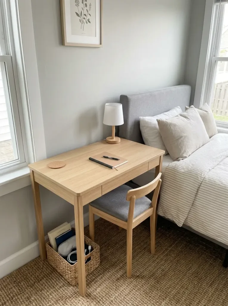 Make a Nightstand Desk Work in a Tiny Bedroom