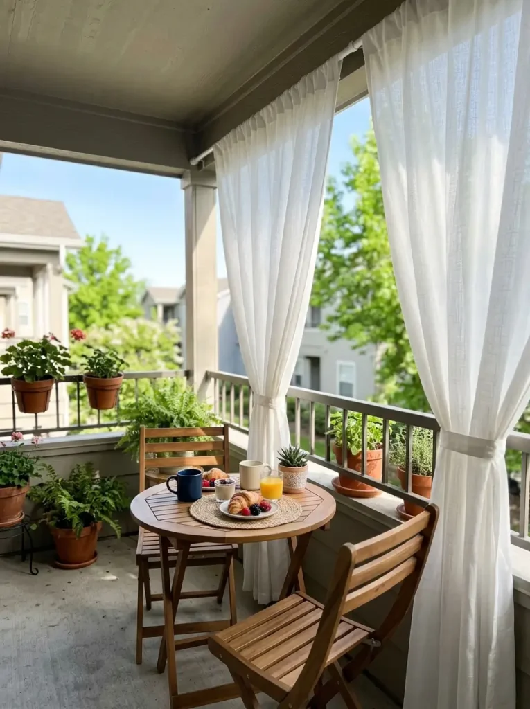 Make a sunny breakfast spot with light curtains