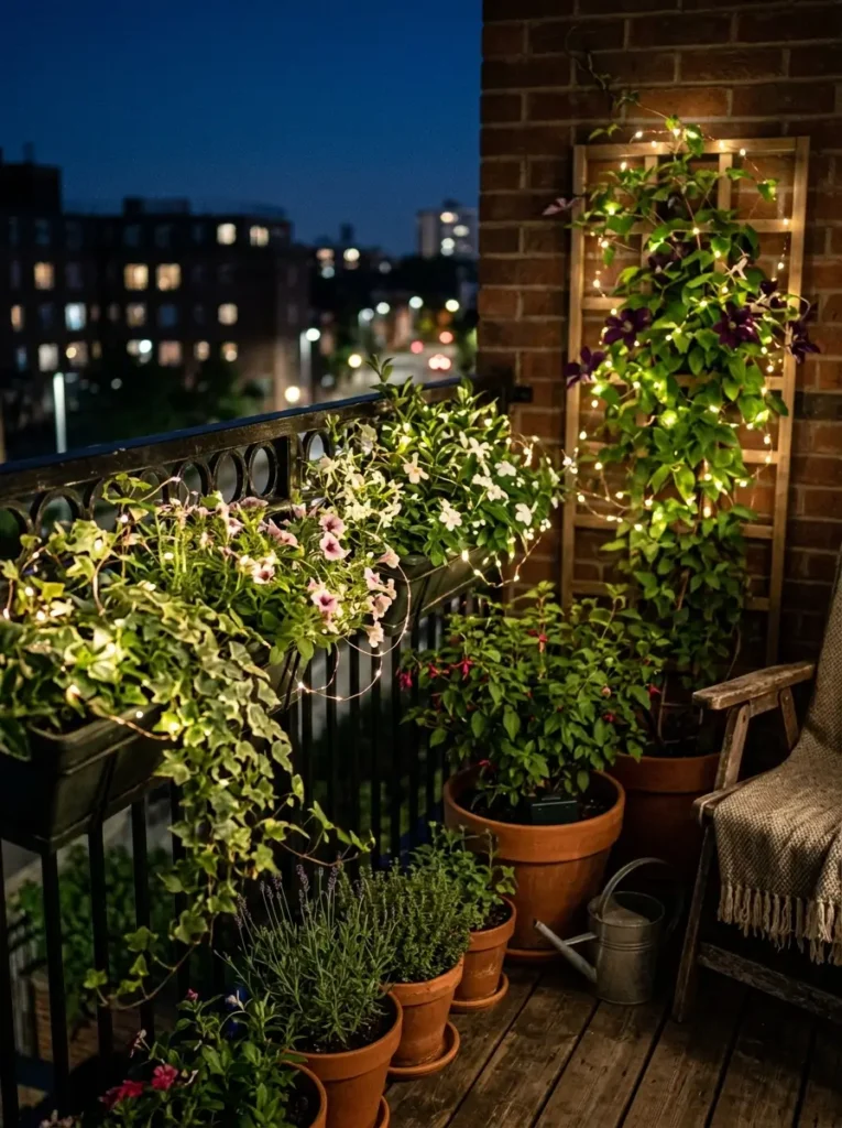 Mix Fairy Lights with Climbing Plants