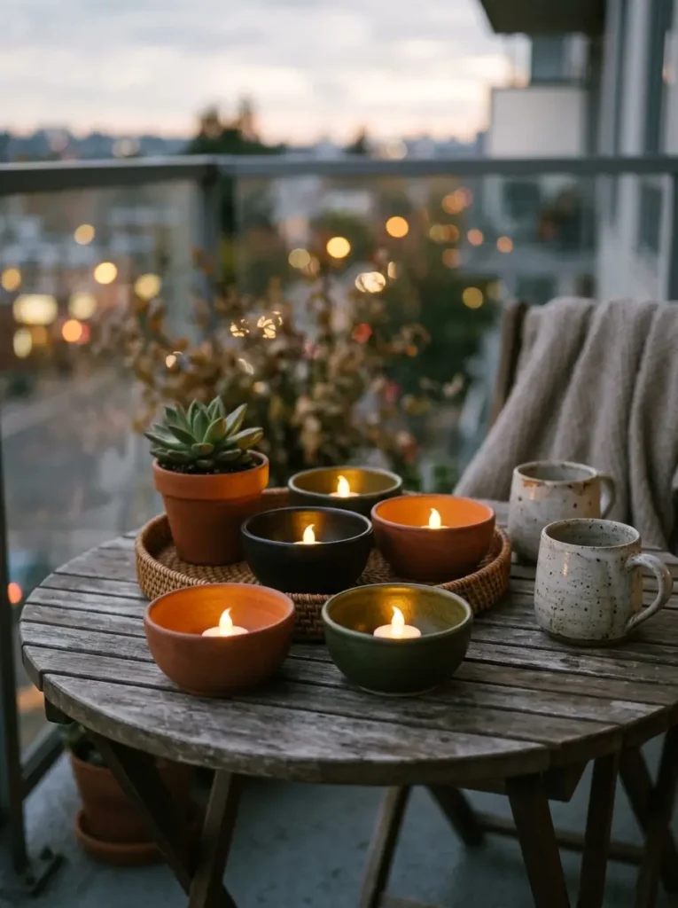 Place Tea Lights Inside Ceramic Bowls