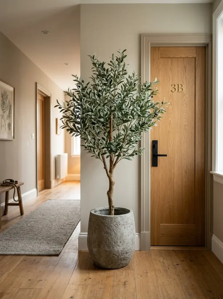 Place a compact plant near the door