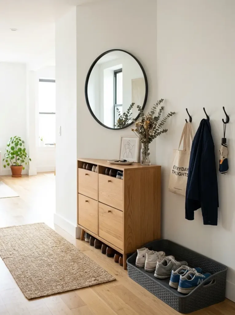Place a small tray for wet or dirty shoes