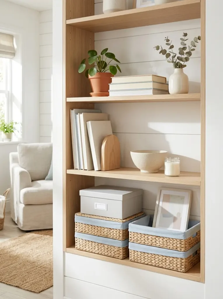 Refresh open shelves with breathing space