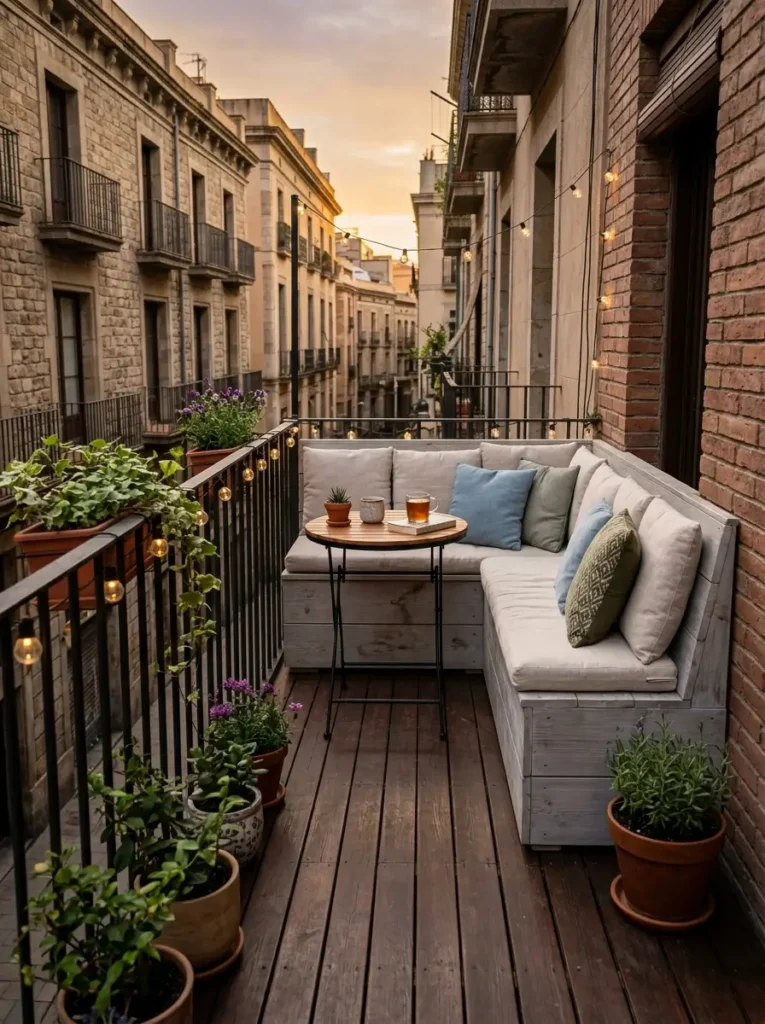 Try a Corner Seat for Awkward Balcony Ends