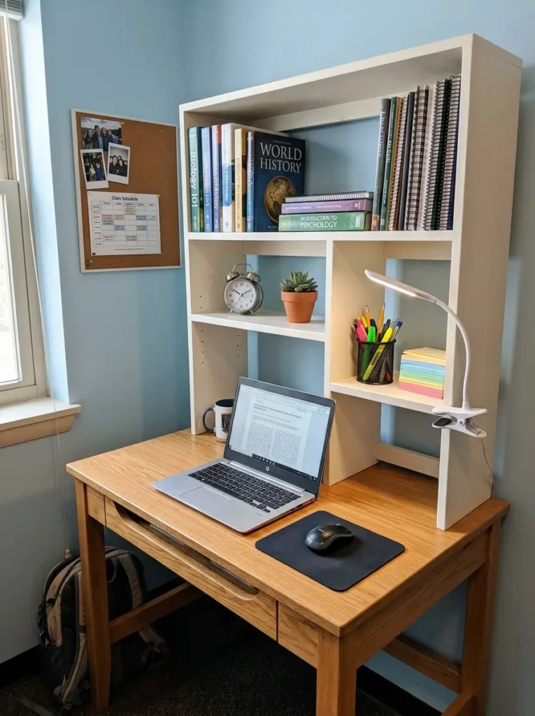 Try a Desk Hutch or Desktop Shelf