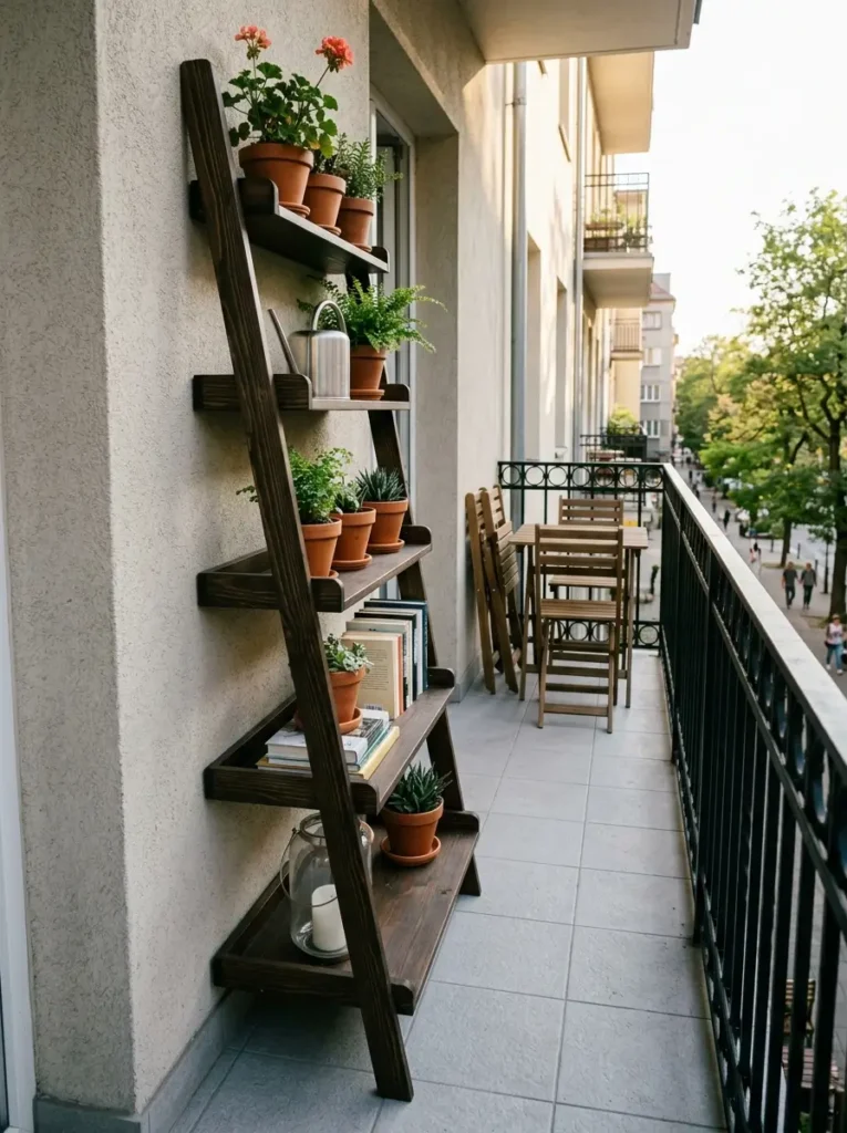 Try a Ladder Shelf Against One Wall