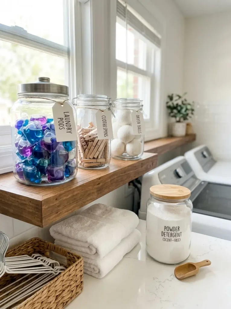 Use Clear Jars for Small Laundry Products