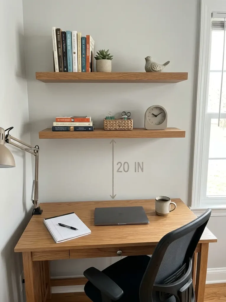 Use Wall Shelves Above the Desk