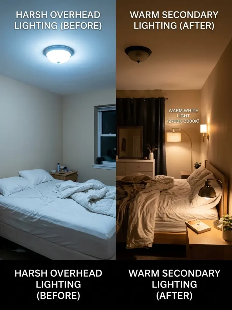 Use Warm Lighting Instead of Harsh Overhead Light