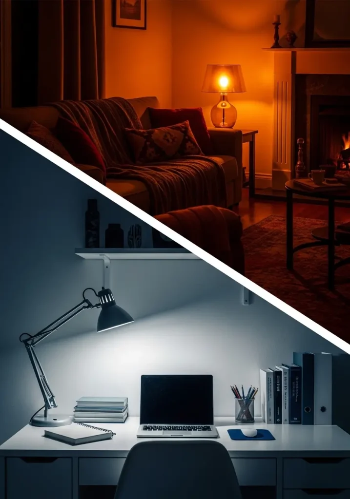 Use Warm Lighting for Comfort and Cool Lighting for Study