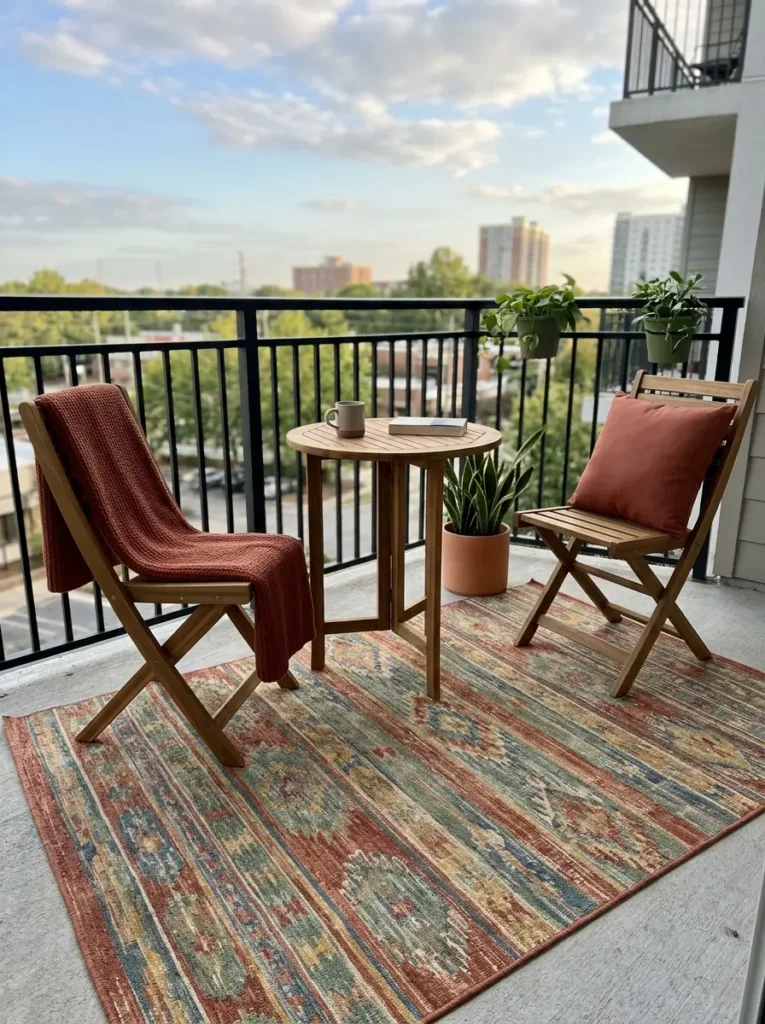 Use a Color Accent Rug With Simple Furniture